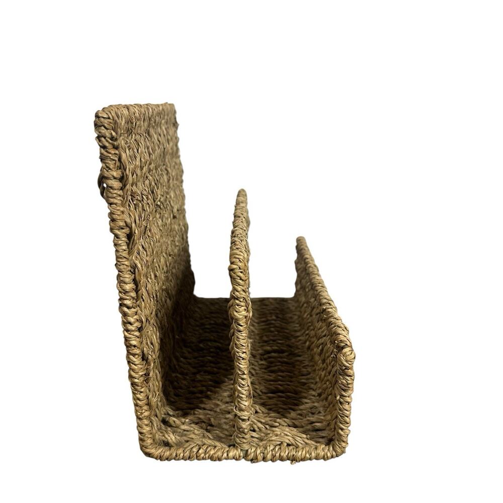 Tiered Seagrass Desk Organizer Letter Holder 3 Slots Woven Natural Boho 8" x 10" - Picture 5 of 6